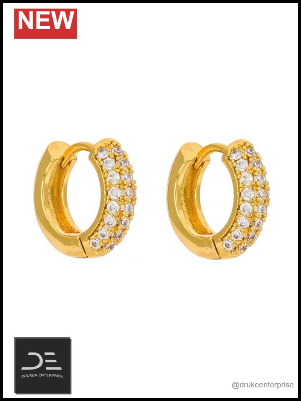 14K Gold Round Hoop Earrings Moissanite Huggie Women Fashion Jewelry Gift